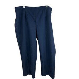 Alfred Dunner Womens 20W Navy Pants Elastic Waist 100% Polyester